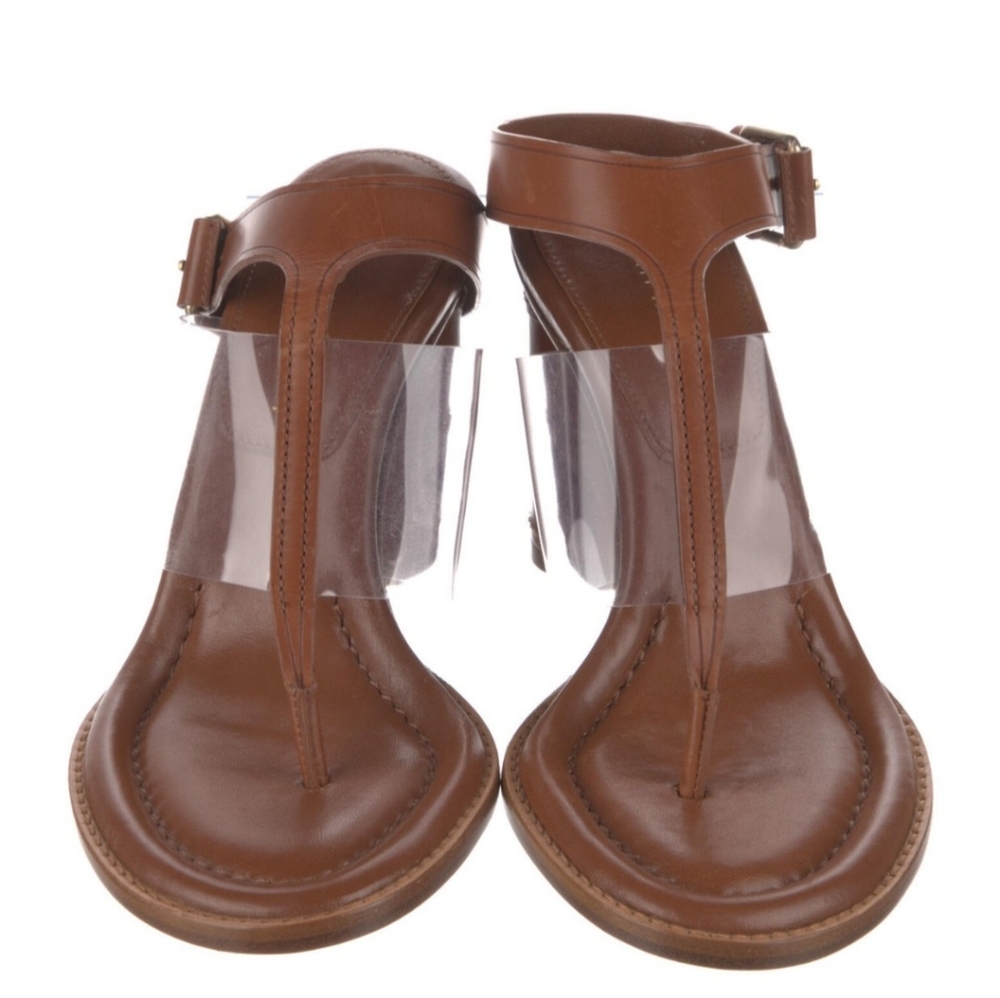 $795 TAMARA MELLON Brown Leather T-Strap Sandals 5, 35 ❤
